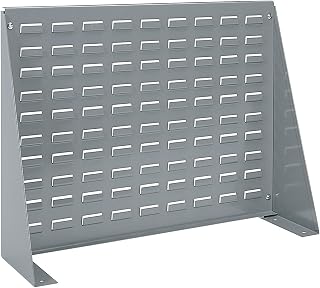 Akro-Mils 98600 Heavy Duty Steel Louvered Panel Standing Work Bench Storage Rack Garage Organizer for Mounting AkroBin Storage Bins, 28-Inch W x 8-Inch D x 20-Inch H, Gray