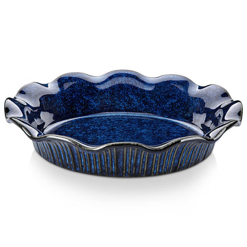 Vancasso Stoneware Pie Dish, 9 Inch Deep Ceramic Baker, Blue