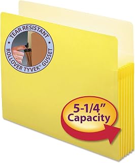 SMEAD File Pocket, Straight-Cut Tab, 5-1/4" Expansion, Letter Size, Yellow(73243)