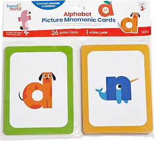 hand2mind Alphabet Picture Mnemonic Cards, 26 Jumbo Cards, Ages 3+