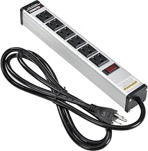 Global Industrial 12" 6 Outlet Aluminum Power Strip with 6-ft Cord ETL/cETL