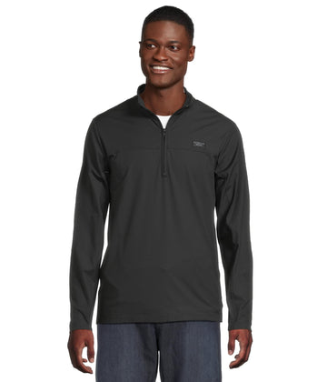 Men's Wanderlust 1/4 Zip Black XL by TravisMathew – X-Large, Polyester, Black, Model 1MAA041