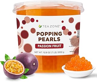 TEA ZONE 7 lb Passion Fruit POPPING PEARLS™ for Boba Tea Beverages, Sweets, Ice Cream Topping | B2055
