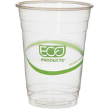 GreenStripe Renewable & Compostable Cold Cups - 16oz. by ECO PRODUCTS – 16 Ounces, Plastic, Clear,Green, Model EPCC16GS