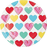 Creative Converting Colorful Hearts Valentine's Day Dessert Plates, 8 ct