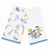 Wildflowers Embroidered Kitchen Towels by Lenox – 18"W x 28"L, Cotton, Blue, Pack of 2, Model 200116TWLX018X028BLU