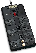 Eaton Tripp Lite TLP810NET Flat Plug 8 Outlet Home Theater Surge Protector