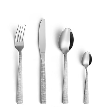 Linen -Cutlery- 24 pieces- 6 persons by Amefa – Chrome Steel, silver trim, Pack of 24, Model 9031