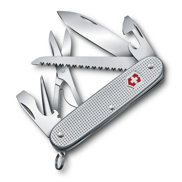 Farmer X Alox Swiss Army Knife - 10 Function Pocket Tool by Victorinox – Medium, Stainless Steel, Silver, Model 0.8271.26