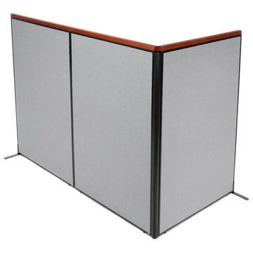 48-1/4"W x 73-1/2"H Deluxe Freestanding 3-Panel Corner Room Divider by Global Industrial – Alloy Steel, Grey, Model 695083GY