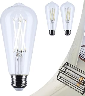Satco 5W ST19 Edison Style LED Filament Light Bulbs 5000K Natural Light 425 Lumens Clear 300 Degree Beam E26 Medium Base 92 CRI Dimmable Wet Rated IP65 Enclosed Fixture Rated 120V S12535 (2 Pack)