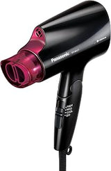 Panasonic nanoe Compact Hair Dryer for Healthy-Looking Hair, 1400W Portable, Folding Handling and Quickdry Nozzle for Fast Drying – EH-NA27-K (Black/Pink)