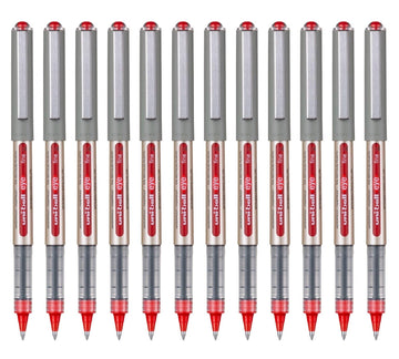Liquid Ink Rollerball Eye Fine UB-157E Red 0.7mm Box 12 pcs by Uni-Ball – 1 Count (Pack of 12), Plastic Stainless Steel Tungsten Carbide Metal, grey, Model 315176000