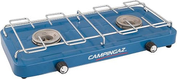 Campingaz Base Camp Compact Gas Stove with 2 Hobs, 2 x 1600 Watts, for Camping or Festivals, Blue