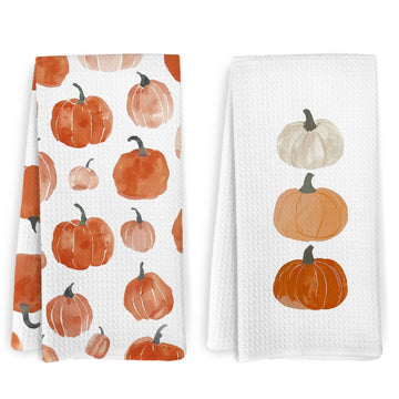 KFXHANGD Pumpkin Kitchen Towels and Dishcloths, 16 x 24 Inches, Set of 2