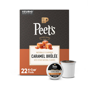 Coffee Pods by Peet's Coffee – 22 Count (Pack of 1), Caramel Brûlée, Model Flavored Coffee K-Cup Pods for Keurig