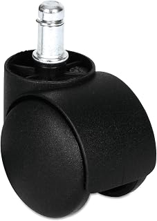 Alera Dual Wheel Hooded Casters, Grip Ring Type B Stem, 1.5" Hard Nylon Wheel, Matte Black, 5/Set
