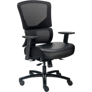 24 Hour Big & Tall Mesh Back Chair w/High Back & Adj. Arms by Global Industrial – 2.33 ft x 2.08 ft x 3.67 ft, Faux Leather, Black, Model 639637V-SRL-17WA
