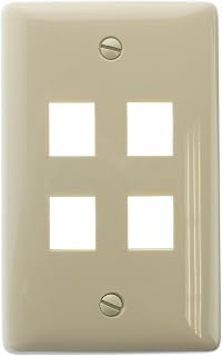 Hubbell NSP14I NetSelect 1-Gang 4-Port Multimedia Keystone Wall Plate, Data Jack Faceplate, Ivory