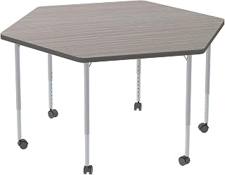 Learniture Structure Series Mobile Hex Collaborative Adjustable Height Table