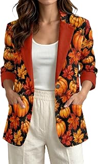 Linen Like Blazer for Women One Button 3/4 Sleeve Jacket Suits with Pocket