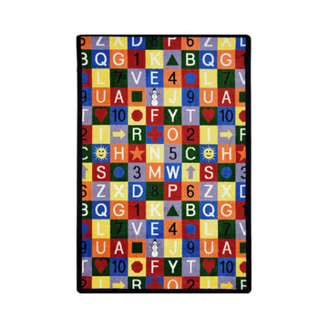 Playful Patterns Edu-Squares Area Rug by Joy Carpets – 10'9" x 13'2" (Rectangular), Nylon, Multicolored, Model 53G