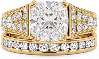 IGI Certified Lab Grown Diamond Engagement Ring Set 1-6 Carat Luxury Diamond Bridal Ring Set with Channel Set Matching Band 10K 14K 18K Solid Gold