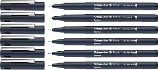 Schneider Pictus Fineliner (Line Width 0.3 mm, Indelible Pigment Liner, Metal-Encased Tip, 85% Recycled Plastic Casing) Pack of 6, Black | Pen Body made of 82% recycled plastic