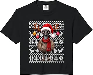 Emu Xmas Ugly Sweaters Festive Santa Emu Bird Christmas Comfort Colors Crop Top