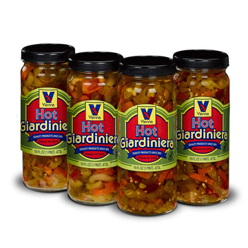 Vienna Hot Giardiniera 4-Pack (4-16 oz. Jars) by Vienna Beef – 1 Pound (Pack of 4)