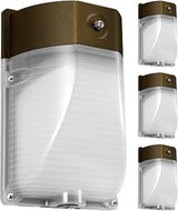 Feit Electric 40W LED Outdoor Wall Pack Lights with Photocell, Dusk to Dawn, Wall Mounted Security Light, 120V, 80 CRI, 3700 Lumens, 5000k Daylight, Bronze, 4 Pack, S8WPK/850/DD/BZ/4
