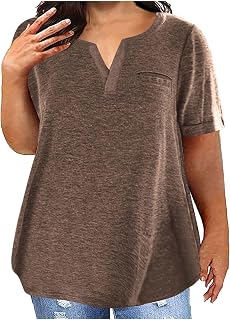 2023 Summer Cotton Plus Size Tops for Women Trendy Short Sleeve V Neck Loose Blouse Workout Basic Comfy T Shirts Tees