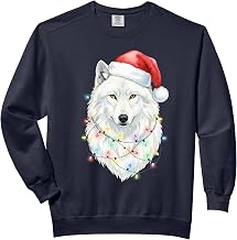White Wolf Christmas Lights Festive Xmas Arctic Animal Comfort Colors Adult Sweatshirt
