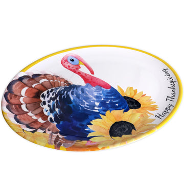 Fancy Land Serving Platter, 12.3 x 16.2 Inches, Multicolor Thanksgiving