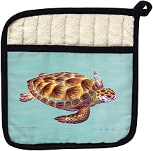 Betsy Drake PT044C Green Sea Turtle Teal Pot Holder