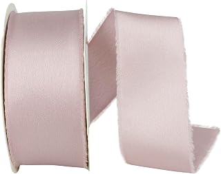 Reliant Ribbon Ribbon - Frayed Edge Silk Touch, Antique Mauve, 1-1/2 Inch, 25 Yards