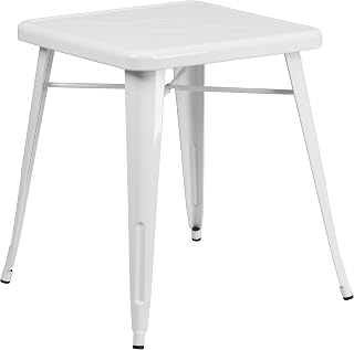 Flash Furniture Prince Commercial Grade 23.75" Square White Metal Indoor-Outdoor Table