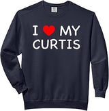 I Love My Curtis First Name Red Heart Comfort Colors Adult Sweatshirt