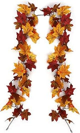 2 Pack Beautiful Fall Garland Maple Leaf 【6Ft / Piece】 Hanging Vine Garland Artificial Autumn Foliage Garland Thanksgiving Decor for Home Wedding Fireplace Party Christmas
