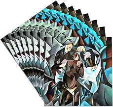 3dRose Three Men Playing Cards Geometric Art After Rockline Set of 8 Ceramic Tile Coasters