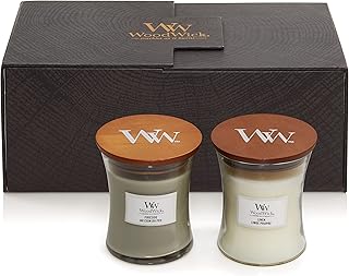 WoodWick Scented Candles Gift Set | Fireside & Linen Hourglass Scented Candles with Crackling Wicks | Up to 60 Hours Burn Time | Gift Box | Perfect Mothers Day and Easter Gifts for Women