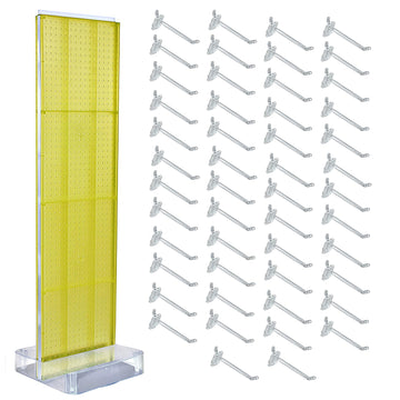 700770-YEL-6B50 TWO-SIDED PEGBOARD FLOOR DISPLAY NON- REVOLVING ROUND STUDIO BASE. PANEL SIZE: 16" W X 60" H by Azar Displays – X-Large, Plastic, Black, Model 700770-YEL-6C50