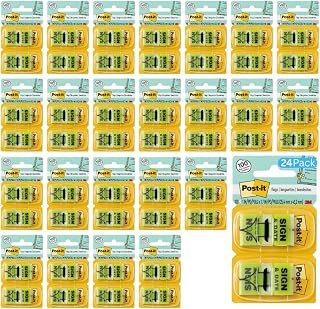 Post-it Flags 680-SD2, 1 in Wide, Green, Sign & Date Flags - 24 Pack