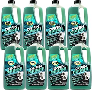 Zep Drain Defense Pipe Build-Up Remover - 64 oz (Case of 8) ZLDC64 - Professional Strength Liquid Pipe Build Up Remover