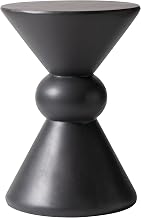 LeisureMod Modern Round Side Table, 18-inch Dark Grey Fiberstone Accent End Table – Weather-Resistant Concrete Look Pedestal Table for Living Room, Patio, Garden & Outdoor Decor
