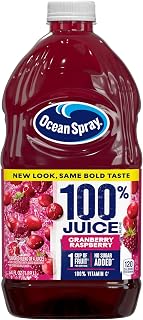 Ocean Spray 100% Juice Cranberry Raspberry Juice Blend, 64 Fl Oz Bottle (Pack of 8)