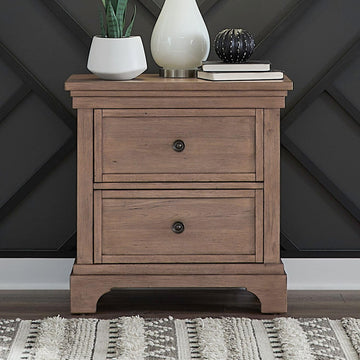 Liberty Furniture Haven Hills Nightstand with AC USB Charging Ports Traditional Bedroom - Camel Beige Birch Wood