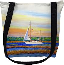 Betsy Drake TY1075S 13 x 13 in. Marsh Sailing Small Tote Bag