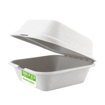 6 x 6 inch Hinged Containers by Responsible Products – 5.3 liters, Other, Classic White, Model RP-6X6HC-NPAW-500