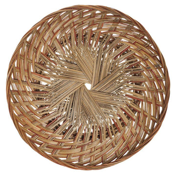 Gift Basket Tray Round Two-Tone Coco Midrib- 16" Dia x 1 1/2" H by HILLS IMPORTS INC – Natural, Model 2-918D/1